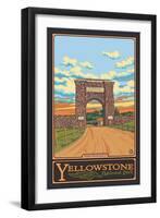 Park Entrance Arch, Yellowstone National Park, Wyoming-Lantern Press-Framed Art Print