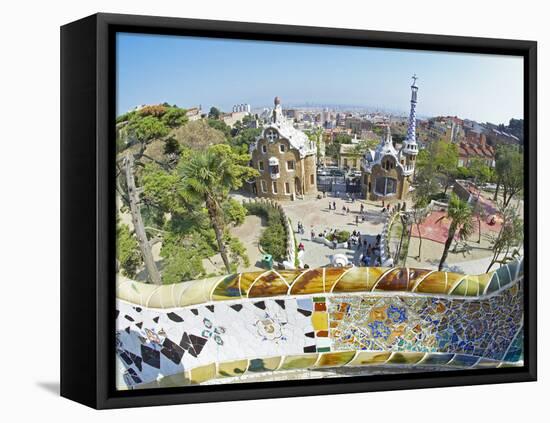 Park Guell, Barcelona, Catalonia, Spain, Europe-Marco Simoni-Framed Stretched Canvas