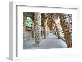 Park Guell Colonnaded Footpath, Barcelona, Spain-Rob Tilley-Framed Photographic Print