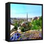 Park-Guell in Barcelona, Spain.-Vladitto-Framed Stretched Canvas