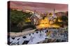 Park Guell with City Skyline Behind at Dusk, Barcelona, Catalonia, Spain-Stefano Politi Markovina-Stretched Canvas