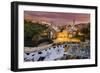 Park Guell with City Skyline Behind at Dusk, Barcelona, Catalonia, Spain-Stefano Politi Markovina-Framed Photographic Print