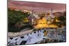 Park Guell with City Skyline Behind at Dusk, Barcelona, Catalonia, Spain-Stefano Politi Markovina-Mounted Photographic Print