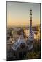 Park Guell with city skyline behind at sunrise, Barcelona, Catalonia, Spain-ClickAlps-Mounted Photographic Print