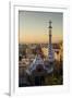 Park Guell with city skyline behind at sunrise, Barcelona, Catalonia, Spain-ClickAlps-Framed Photographic Print