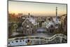 Park Guell with city skyline behind at sunrise, Barcelona, Catalonia, Spain-ClickAlps-Mounted Photographic Print