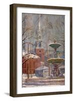 Park Street at Boston Commons, C.1910-20 (Oil on Board)-Arthur Clifton Goodwin-Framed Giclee Print