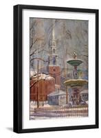 Park Street at Boston Commons, C.1910-20 (Oil on Board)-Arthur Clifton Goodwin-Framed Giclee Print