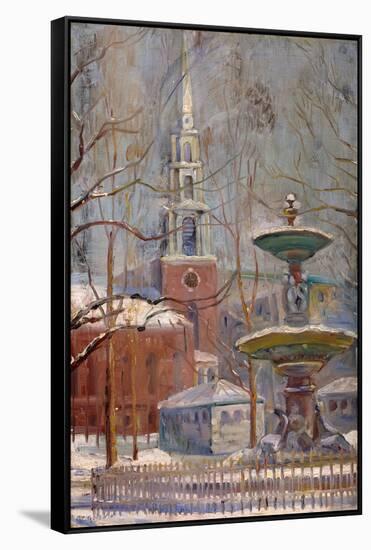 Park Street at Boston Commons, C.1910-20 (Oil on Board)-Arthur Clifton Goodwin-Framed Stretched Canvas