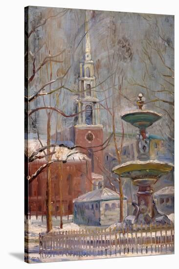 Park Street at Boston Commons, C.1910-20 (Oil on Board)-Arthur Clifton Goodwin-Stretched Canvas