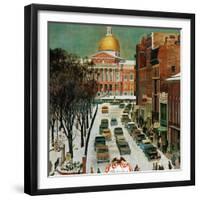 "Park Street, Boston," January 7, 1961-John Falter-Framed Giclee Print