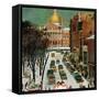 "Park Street, Boston," January 7, 1961-John Falter-Framed Stretched Canvas