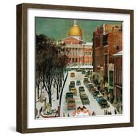 "Park Street, Boston," January 7, 1961-John Falter-Framed Giclee Print