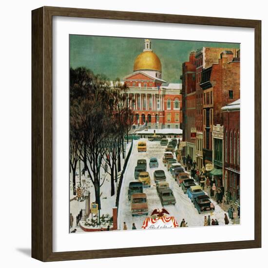 "Park Street, Boston," January 7, 1961-John Falter-Framed Giclee Print