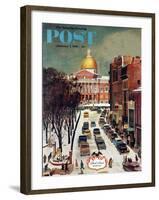 "Park Street, Boston," Saturday Evening Post Cover, January 7, 1961-John Falter-Framed Giclee Print