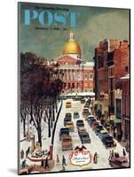 "Park Street, Boston," Saturday Evening Post Cover, January 7, 1961-John Falter-Mounted Giclee Print