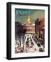 "Park Street, Boston," Saturday Evening Post Cover, January 7, 1961-John Falter-Framed Premium Giclee Print