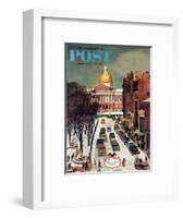 "Park Street, Boston," Saturday Evening Post Cover, January 7, 1961-John Falter-Framed Giclee Print