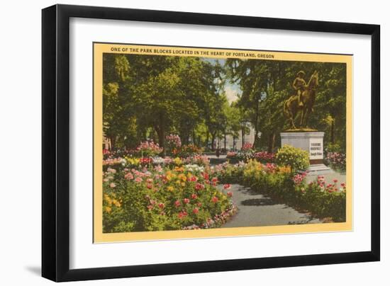 Park with Flowers, Portland, Oregon-null-Framed Art Print