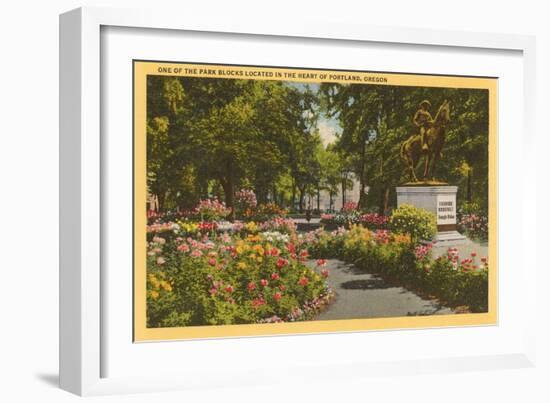 Park with Flowers, Portland, Oregon-null-Framed Art Print