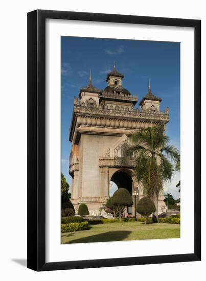 Park with Plants and Trees around Victory Gate (Patuxai)-Richard Nebesky-Framed Photographic Print