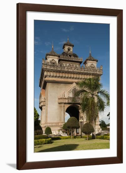 Park with Plants and Trees around Victory Gate (Patuxai)-Richard Nebesky-Framed Photographic Print