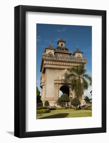 Park with Plants and Trees around Victory Gate (Patuxai)-Richard Nebesky-Framed Photographic Print