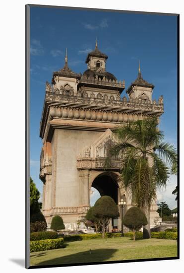 Park with Plants and Trees around Victory Gate (Patuxai)-Richard Nebesky-Mounted Photographic Print