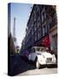 Parked Citroen on Rue De Monttessuy, with the Eiffel Tower Behind, Paris, France-Geoff Renner-Stretched Canvas