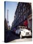 Parked Citroen on Rue De Monttessuy, with the Eiffel Tower Behind, Paris, France-Geoff Renner-Stretched Canvas