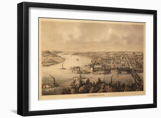 Parkersburg, West Virginia - Panoramic Map-Lantern Press-Framed Art Print