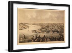 Parkersburg, West Virginia - Panoramic Map-Lantern Press-Framed Art Print