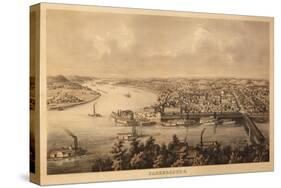 Parkersburg, West Virginia - Panoramic Map-Lantern Press-Stretched Canvas