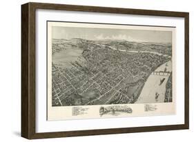 Parkersburg, West Virginia - Panoramic Map-Lantern Press-Framed Art Print