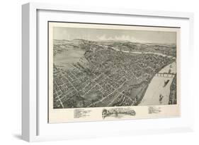 Parkersburg, West Virginia - Panoramic Map-Lantern Press-Framed Art Print