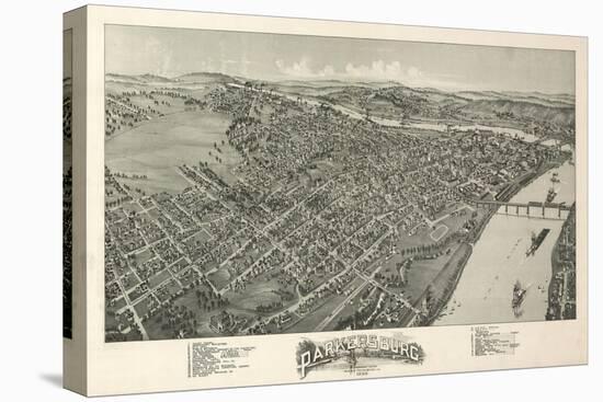 Parkersburg, West Virginia - Panoramic Map-Lantern Press-Stretched Canvas