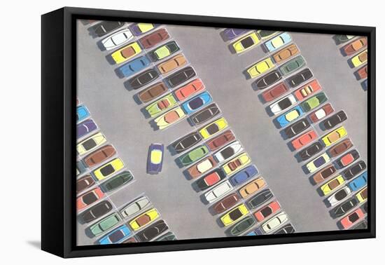 Parking Lot from Above-null-Framed Stretched Canvas