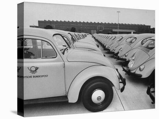 Parking Lot Outside of Volkswagen Plant Filled with Volkswagen Cars-James Whitmore-Stretched Canvas