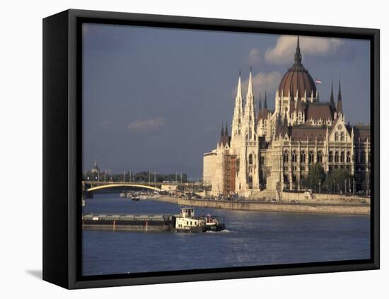 Parliament and Danube, Budapest, Hungary-Dave Bartruff-Framed Stretched Canvas