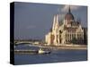 Parliament and Danube, Budapest, Hungary-Dave Bartruff-Stretched Canvas