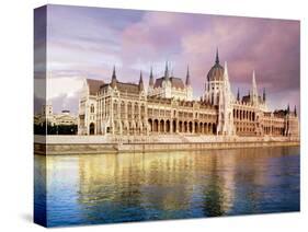 Parliament Building and Danube River, Budapest, Hungary-Miva Stock-Stretched Canvas