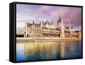 Parliament Building and Danube River, Budapest, Hungary-Miva Stock-Framed Stretched Canvas