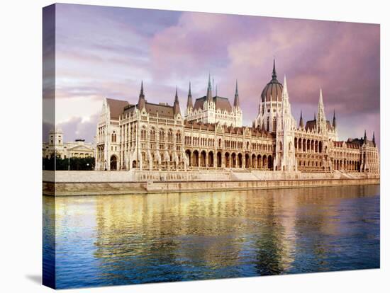 Parliament Building and Danube River, Budapest, Hungary-Miva Stock-Stretched Canvas