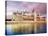 Parliament Building and Danube River, Budapest, Hungary-Miva Stock-Stretched Canvas