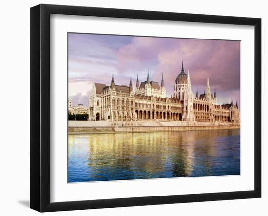 Parliament Building and Danube River, Budapest, Hungary-Miva Stock-Framed Premium Photographic Print