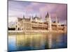 Parliament Building and Danube River, Budapest, Hungary-Miva Stock-Mounted Photographic Print