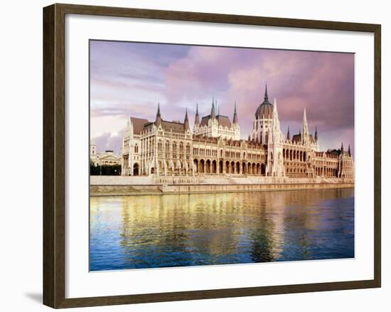 Parliament Building and Danube River, Budapest, Hungary-Miva Stock-Framed Photographic Print