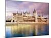 Parliament Building and Danube River, Budapest, Hungary-Miva Stock-Mounted Photographic Print