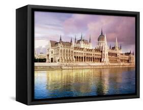 Parliament Building and Danube River, Budapest, Hungary-Miva Stock-Framed Stretched Canvas