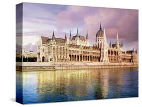 Parliament Building and Danube River, Budapest, Hungary-Miva Stock-Stretched Canvas